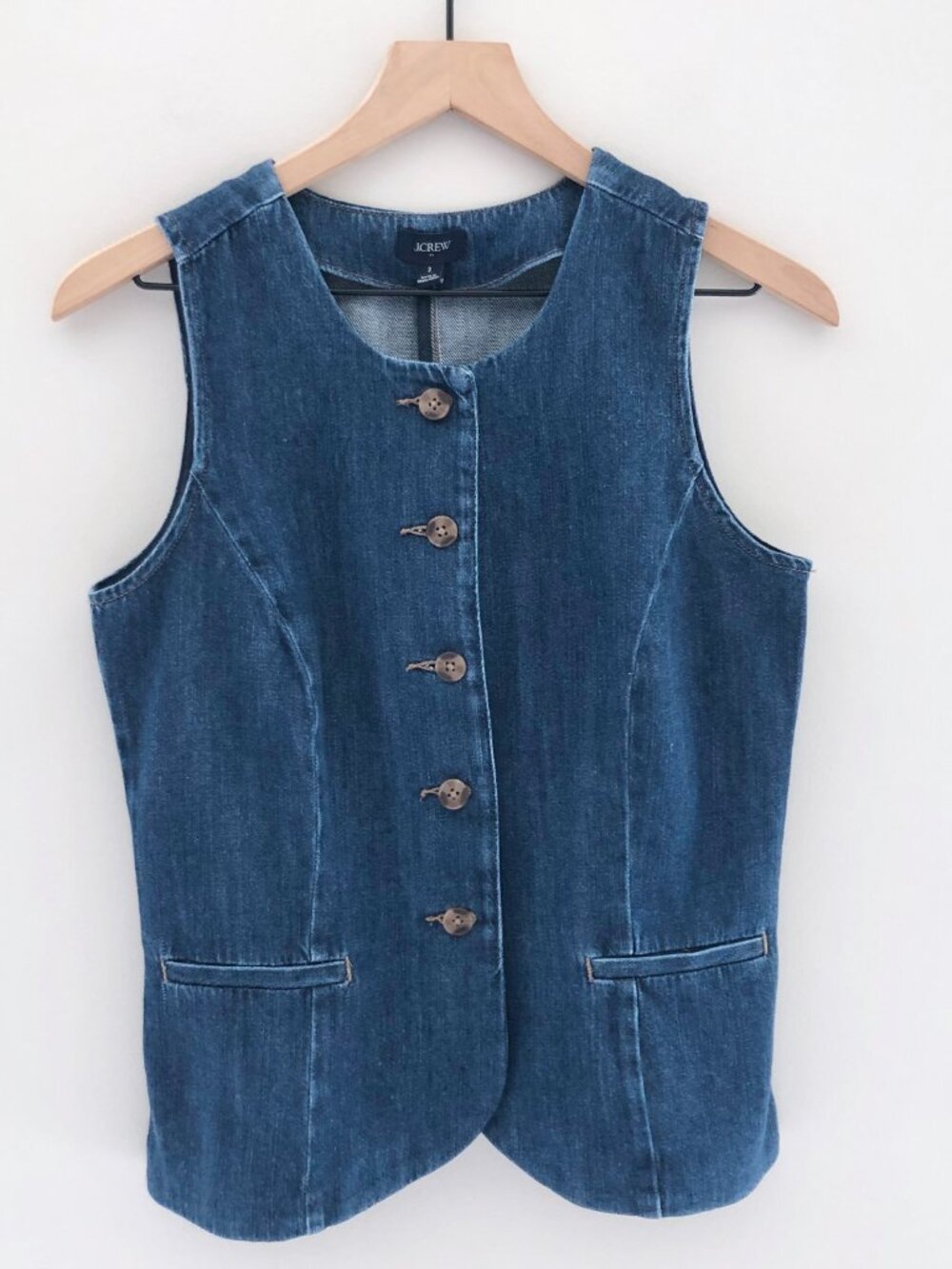 NWT J.Crew Factory Long Denim Button-front Vest - Picture 5 of 7